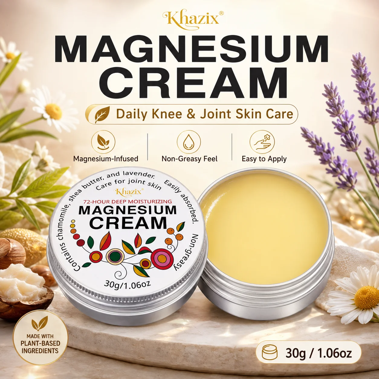 1pcs Magnesium-Infused Cream, 30g Non-Greasy Skin Care Balm for Knees, Joints, Legs, Adults & Seniors