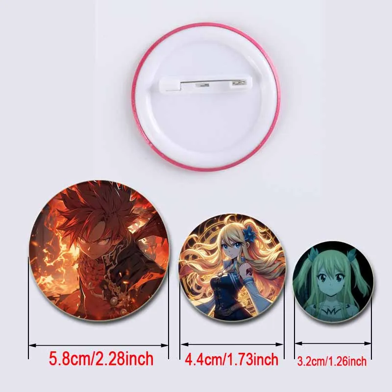 32/44/58mm Anime Fairy Tail Enamel Pins Handmade Brooch for Clothes Backpack Decoration Cartoon Badge Jewelry Accessories  Gifts