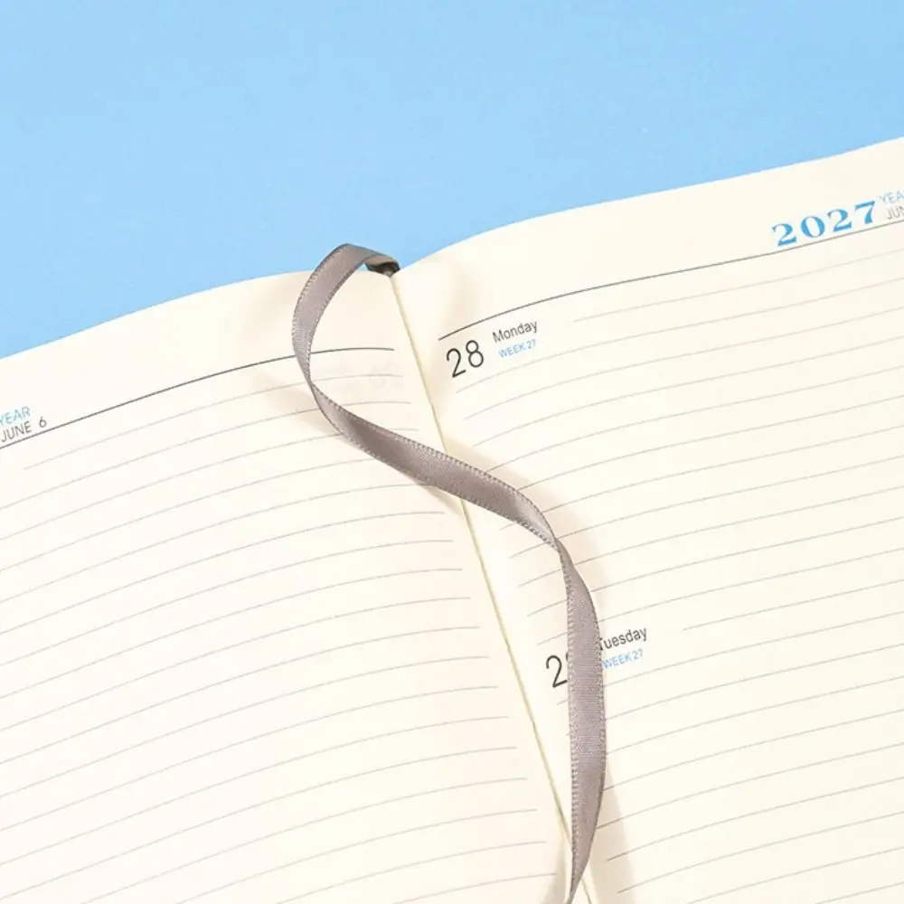English 2027 Schedule Planner Notepad Wear-resistant 12 Months A5 Agenda Planning Notebook Leather Cover Efficiency