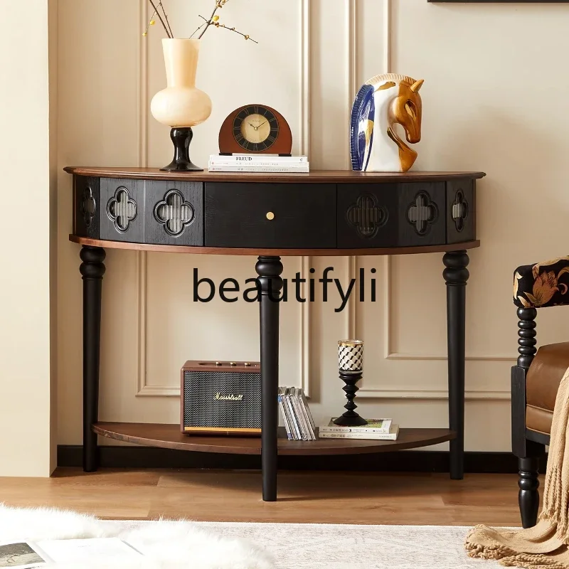 

z1xFrench medieval solid wood entrance table storage entrance platform corridor end entrance cabinet