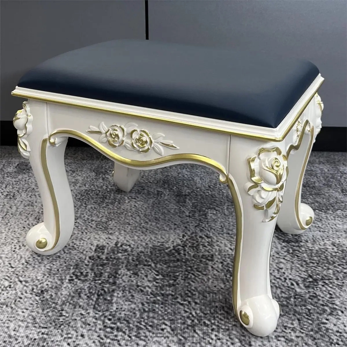 

Nordic Small Stool for Home Durable Living Room Anti-solid Wood Coffee Table Square Stools White Painted Gold Vintage Ottomans