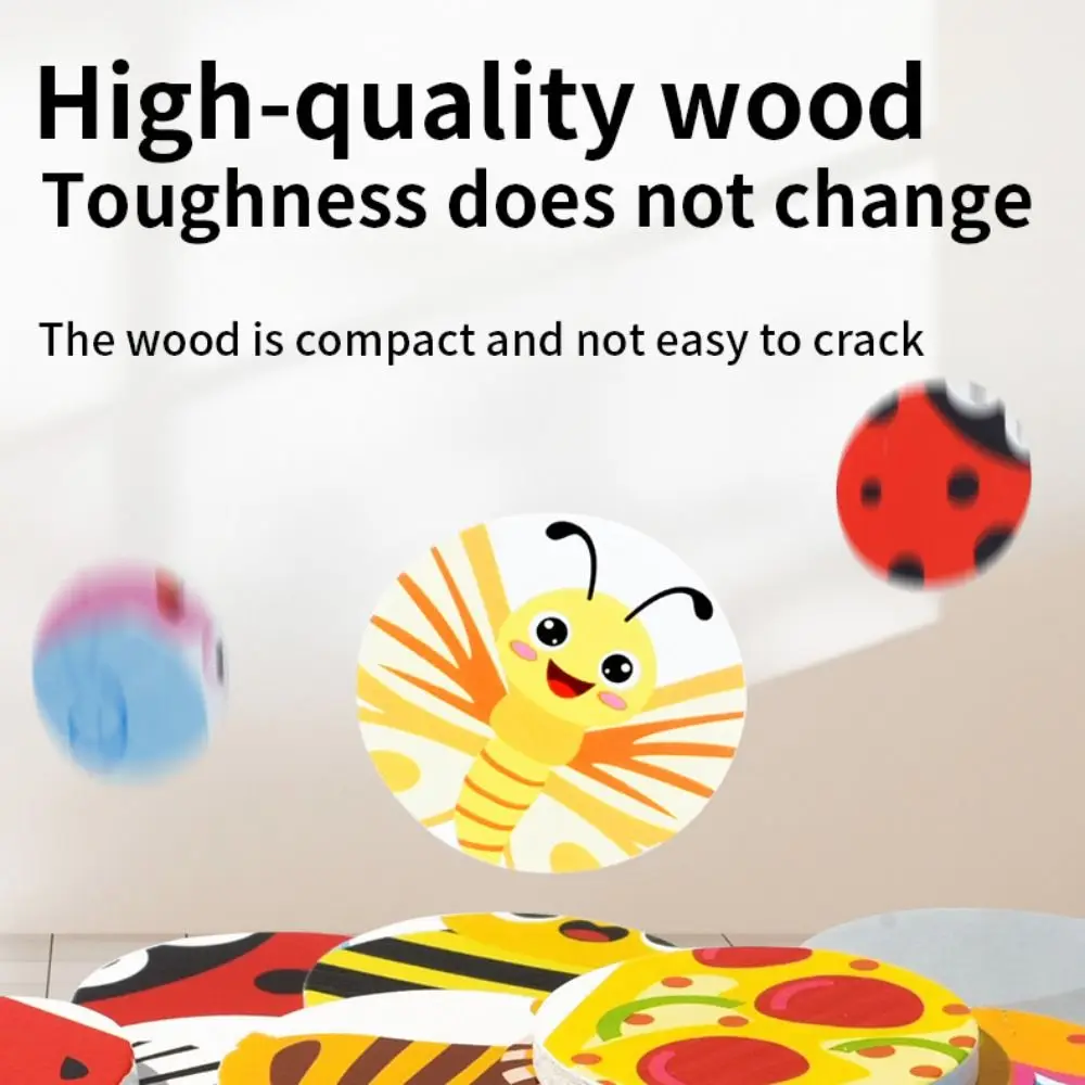 Carta per bambini Giocattoli coordinati in legno Cibo cognitivo Montessori Puzzle 3D Gioco da tavolo Modello animale Giochi di abbinamento di carte grafiche portatili