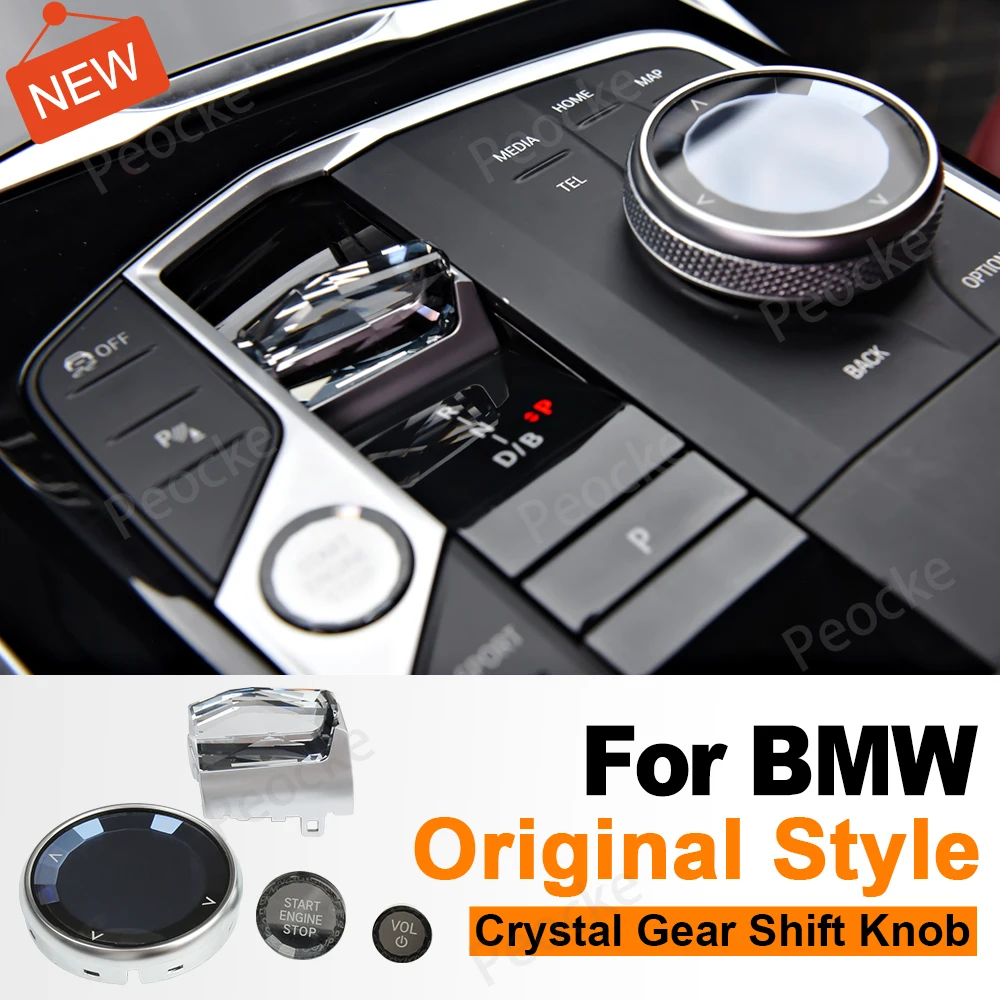 Original Style Metal Base + Crystal Gear Shift Knob For BMW G20 G12 i3 G28 i4 G26 i7 G70 ix3 G08 X5 G05 X6 G06 X7 G07 2023 2024