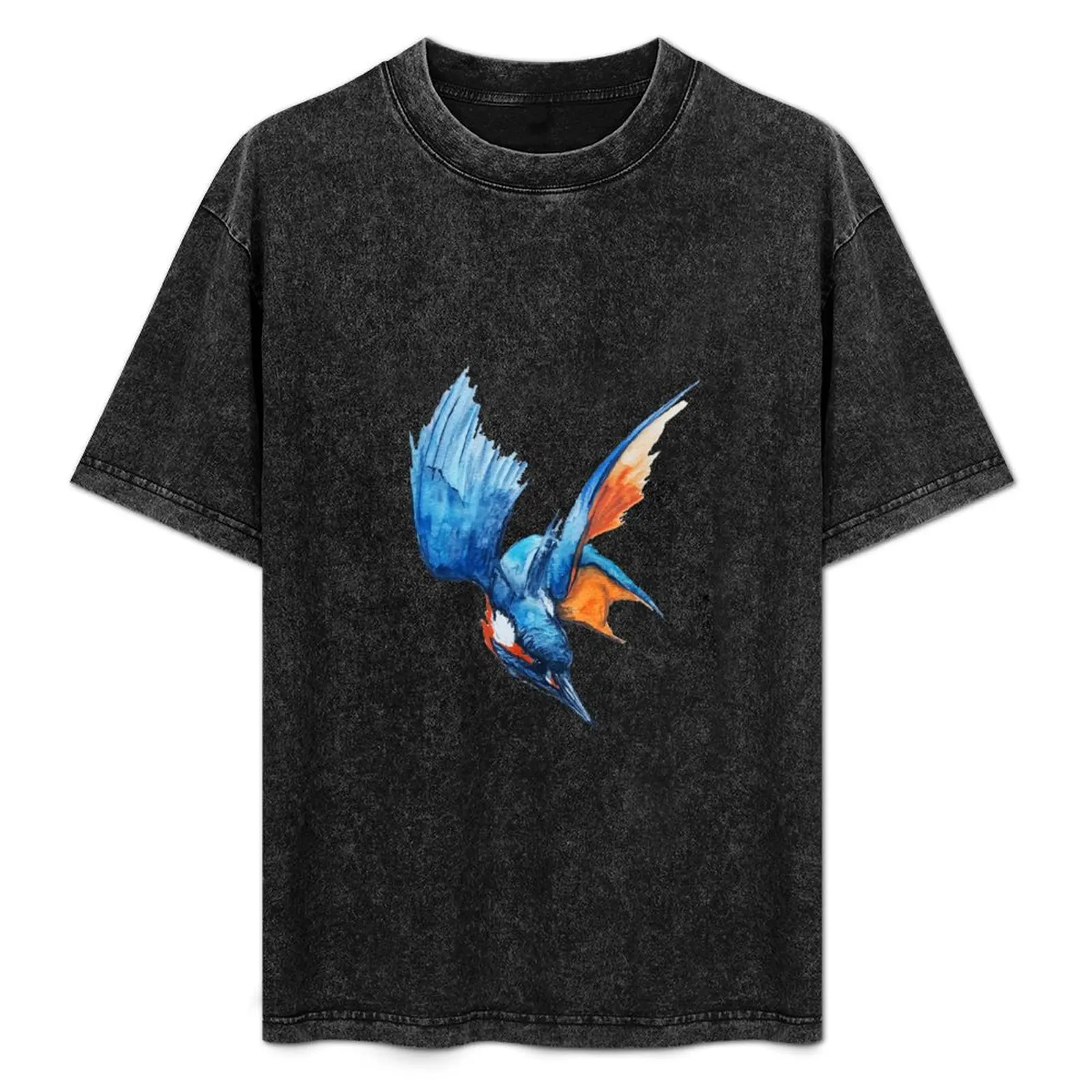 Kingfisher Dive Watercolour (White) T-Shirt Halloween Casual T-Shirt