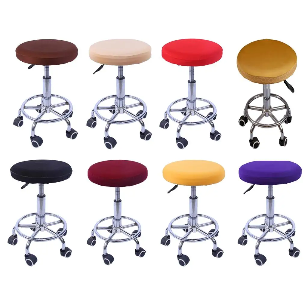 Stretchable Bar Stool Slip Cover Round Seat Cushion Chair Protector for Home Bar Restaurant Decor