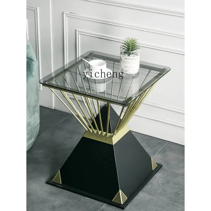 CJ-29  Simple Modern Small Coffee Table Tempered Glass Edge Table Household Creative Small Side Table