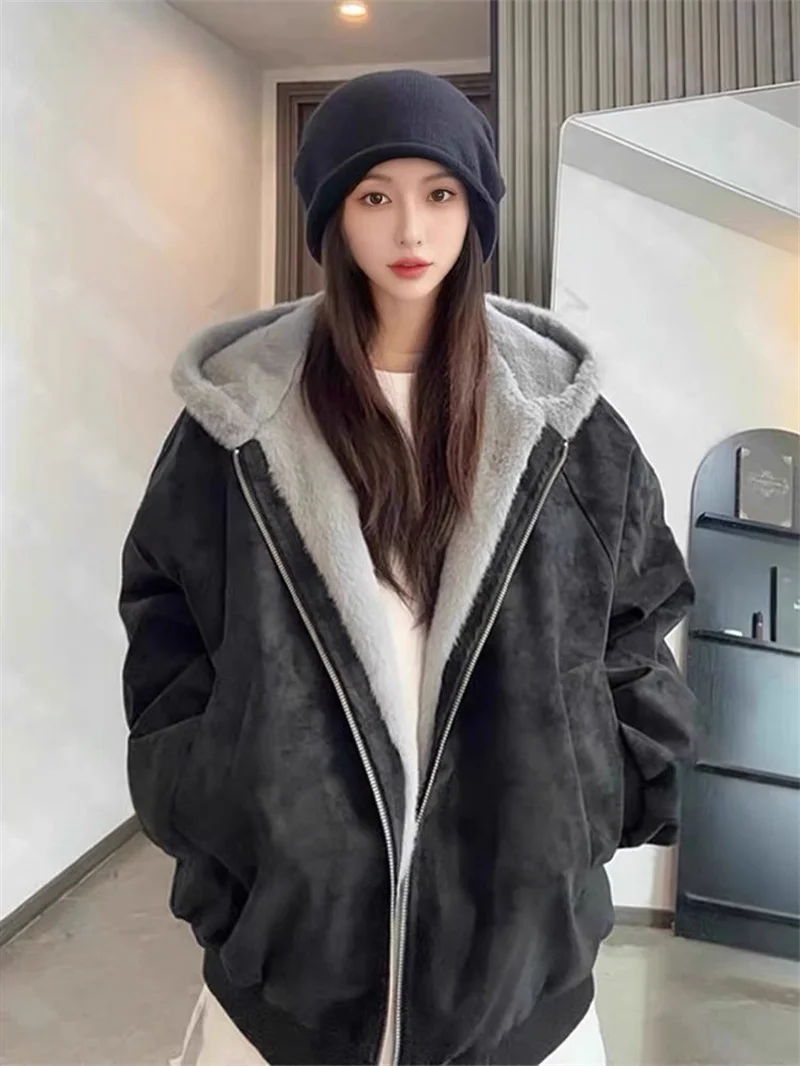 Winter Women Long Sleeves Parkas Outwear Autumn Femme Fashion Loose Cotton Padded Coat Ladies High-end Hooded Down Cotton Jacket