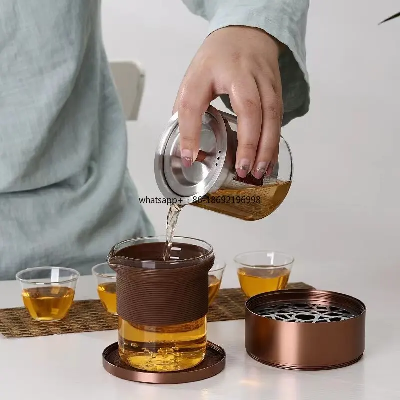 Outdoor Camping Simple Travel Car Portable Kung Fu Travel Tea Set Bag Tea Stove Boiling Water Stove Pot