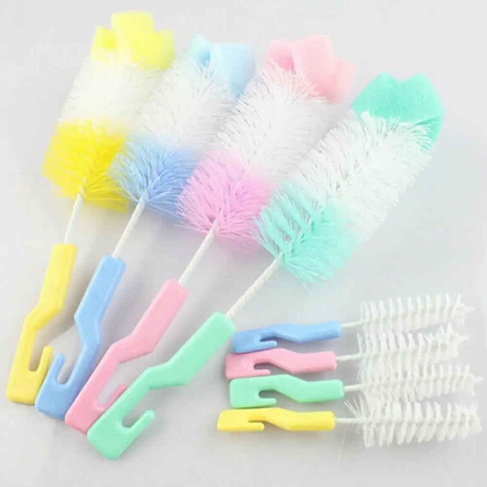 2PCS Competitive Price Small Bottle Cleaning Brush Baby Pacifier Brush Nylon Glass Bottle Brush Two-piece Milk Bottle Set