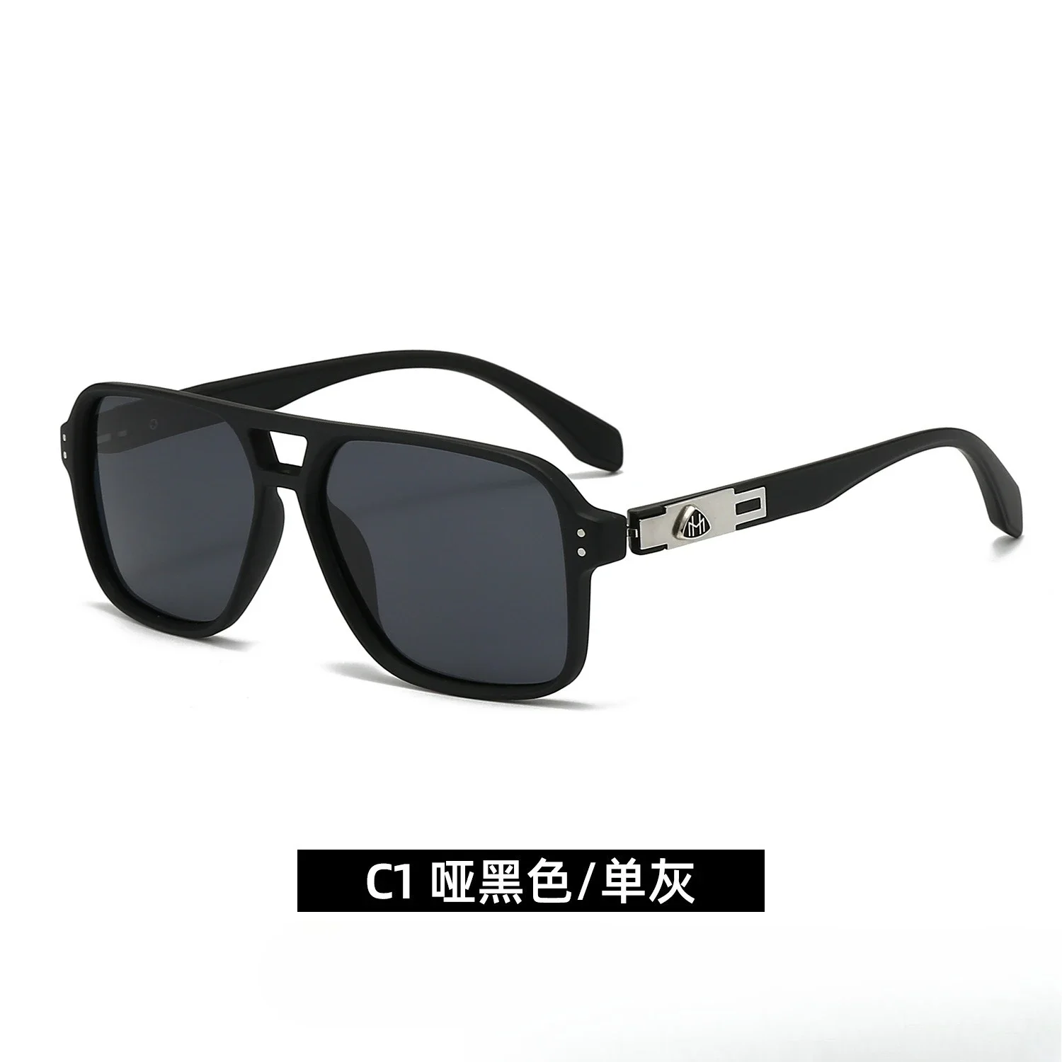 

2025 Metal Rivet Double Bridge Sunglasses - Polarized UV400 Oversized Frame with Spring Hinges, Chic Streetwear Accessories