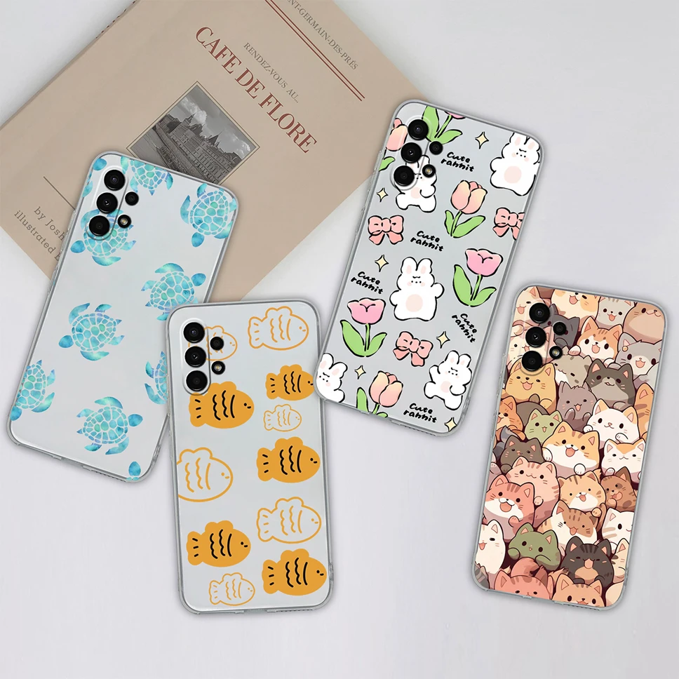 Custodia per telefono per Samsung Galaxy A13 4G 5G Cute Healing Pattern Clear Soft Slim TPU Cover posteriore antiurto in Silicone Shell Funda Capa