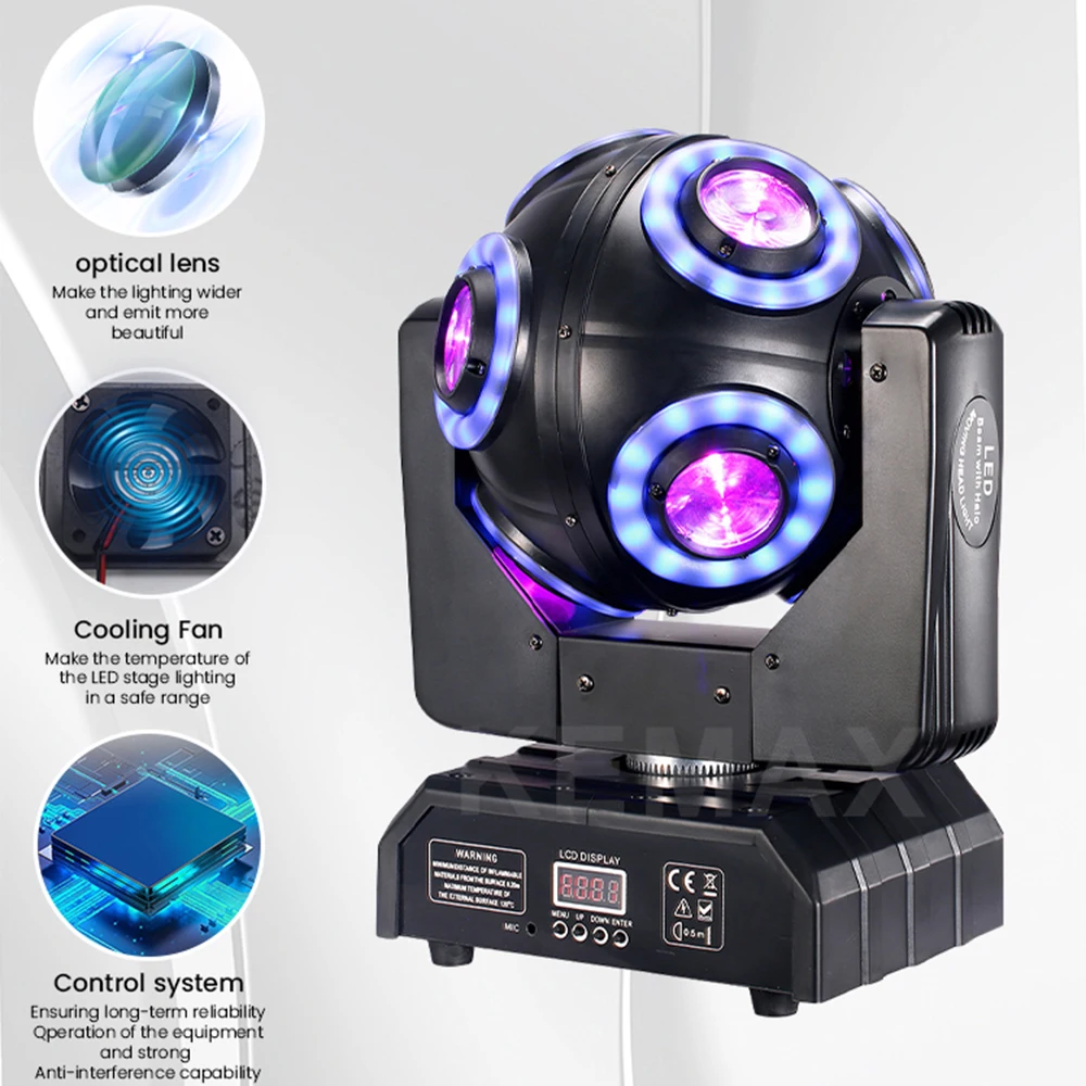 150W Magic Ball Disco Party Light DMX512 8X12W Moving Head DJ Lights RGBW LED Beam Mobile Stage Effect Light For Wedding Xmas