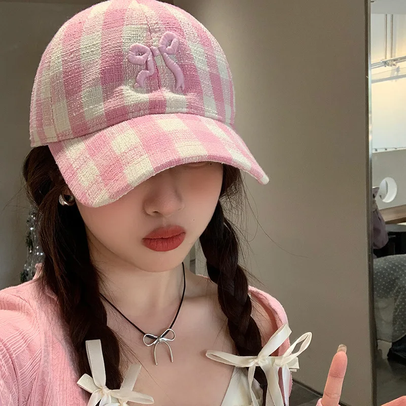 Korean bowknot Flower Embroidery Baseball Caps Women Girl Cute Plum Outdoor Sun Visor Hats Adjustable Sports peaked Cap