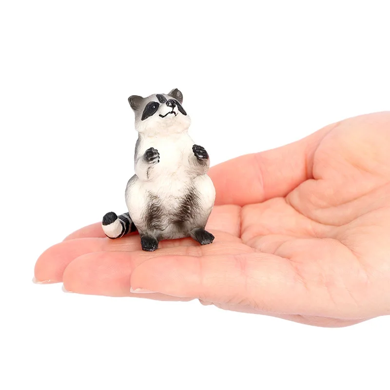 ‌Realistic Northern Raccoon Figurine Mini Desk Ornament Home Decor Animal Gift