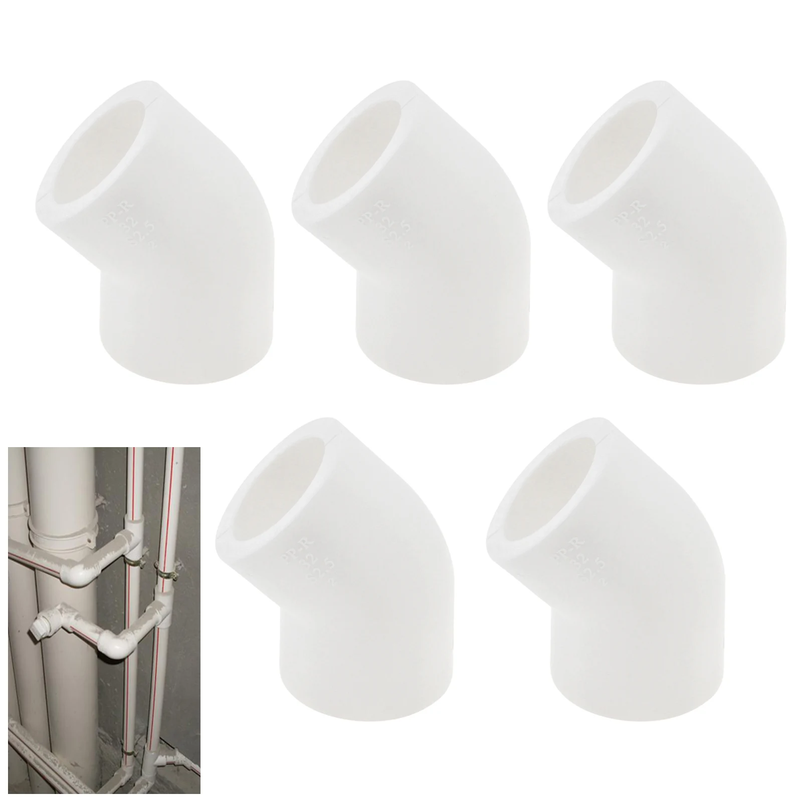 5 uds. Accesorio de tubería de codo de 45 grados para conectar tuberías o accesorios macho, conector de tubería de 2 vías