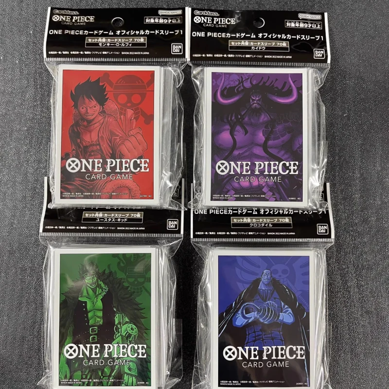 Bandai Hot 70pcs One Piece Card Sleeves 66x92mm Luffy Eustass Kid Kaido Crocodile 4 Styles Anime Protective Sleeves TCG Gift view 2
