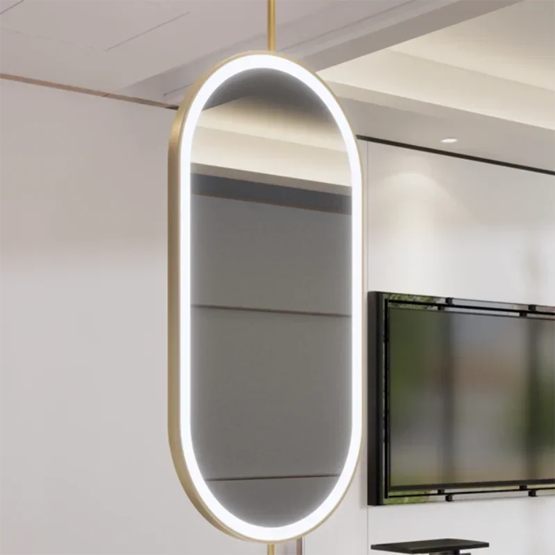 Large Customized Hanging Oval Mirror Bathroom Light Sensor Full Length Mirror Art Hairdressing Espejo Led Bathroom Fixture