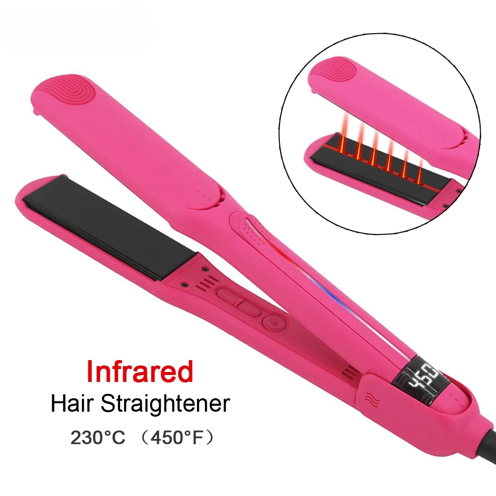 

Infrared Flat Iron 450°F / 230℃ 2 In 1 Professional Salon Hair Straightener Curler Ceramic Coated Plate Hair Styler 100-240V