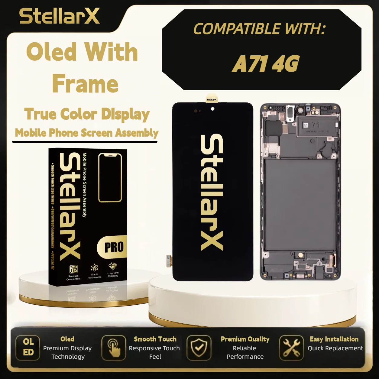 StellarX Display for Samsung A71 4G Oled with Frame Screen Replacement  with free tools OLED Display Assembly Repair Parts ﻿
