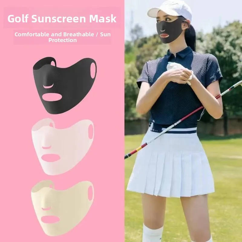 

Маска для лица из ледяного шелка с креплением на уши для бега и гольфа, женская полнолицевая маска для защиты от солнца, спортивные аксессуары для активного отдыха