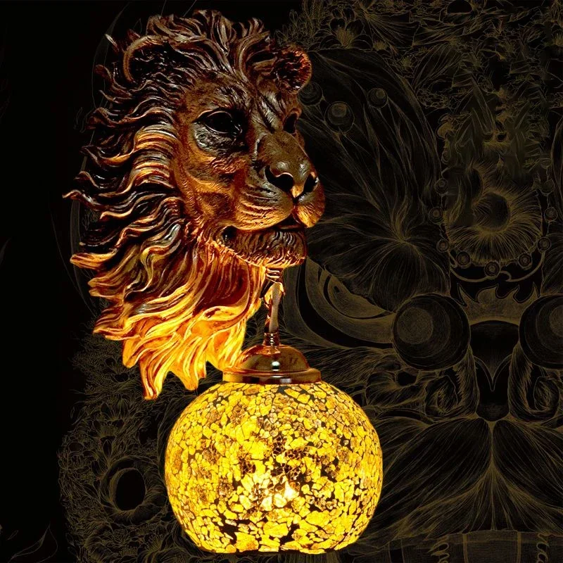 ELARA Contemporary Lion Wall Lamp Retro Creative Living Room Bedroom Bar Cafe Western Restaurant Aisle Decoration Wall Light