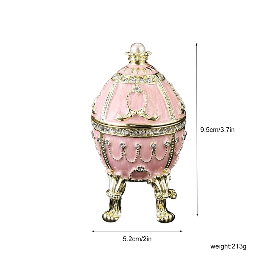 Enamel Faberge Bowknot Easter Egg Jewel Case Jewelry Storage Box Metal Handicraft Home Furnishing Articles Holiday Gift