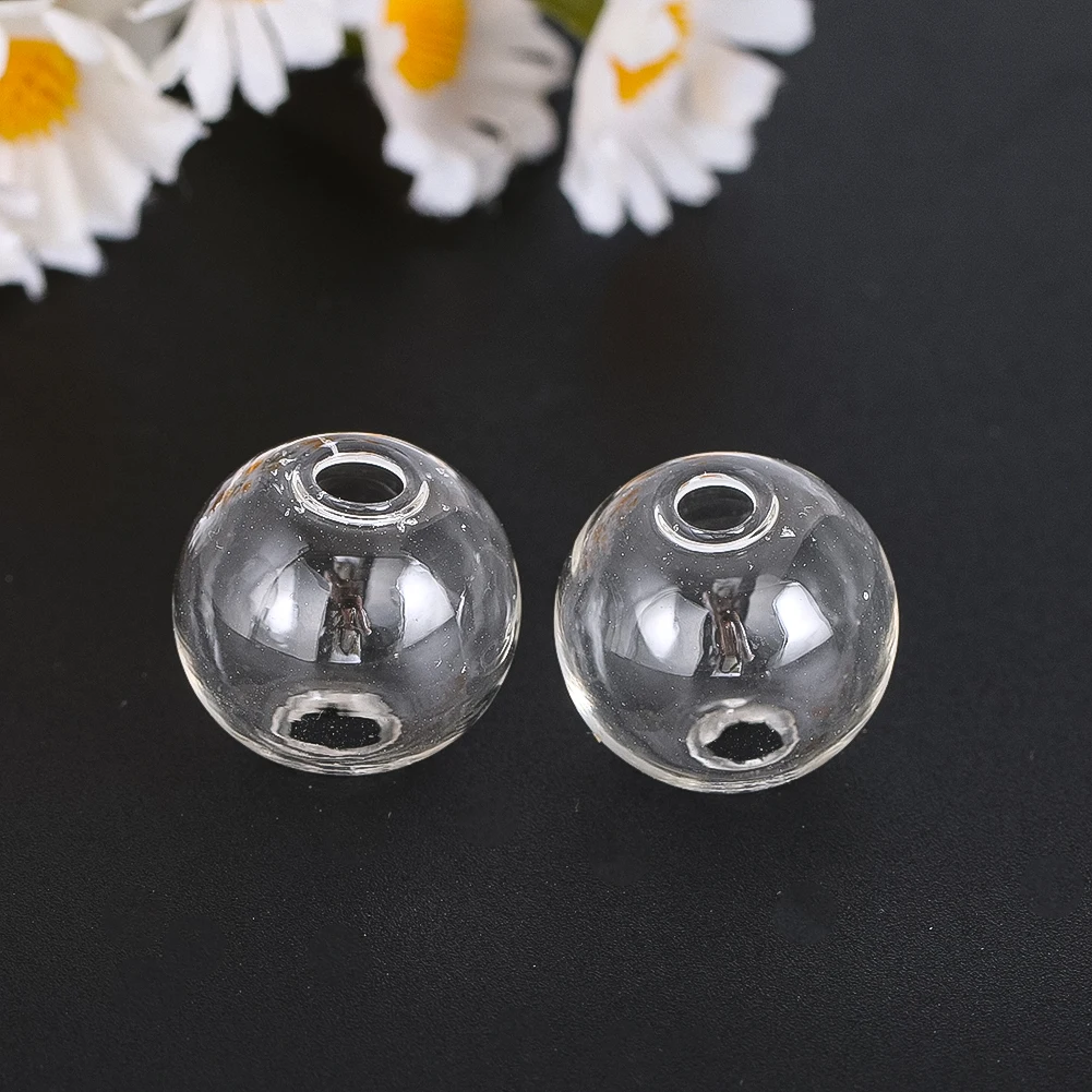 5pcs Glass Beads Handmade DIY Bubble Vial Double Hole Pendant Bottle Orbs String Hollow Glass Ball Making Hanging Ornament