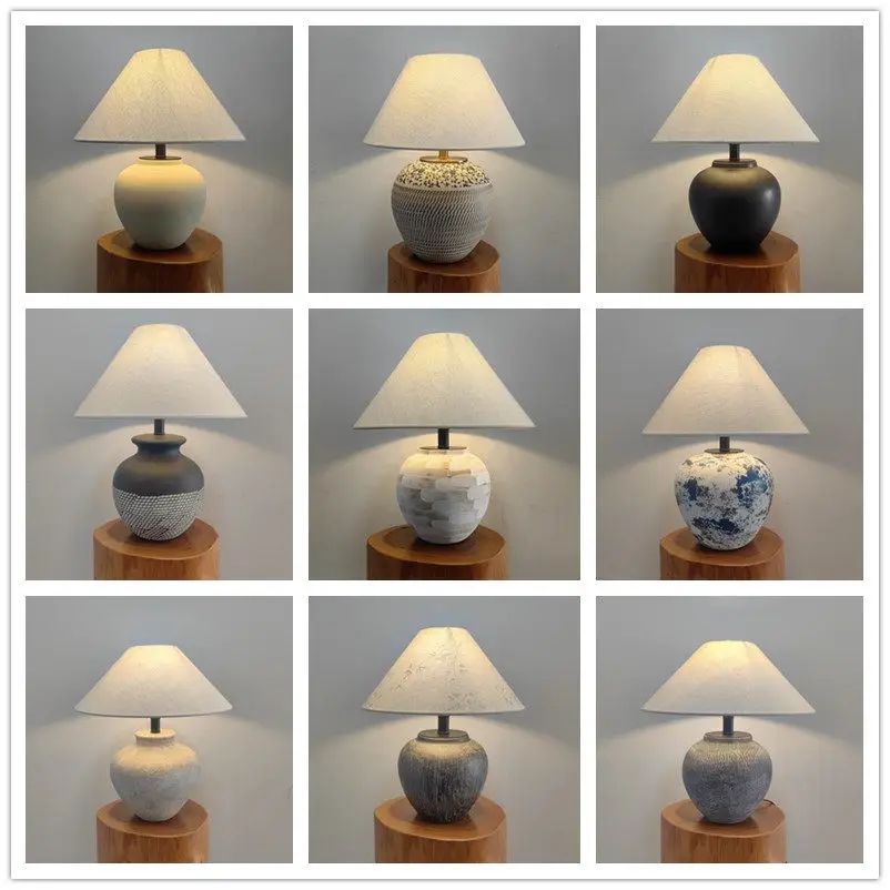 Wabi Sabi Wind Ceramic Desk Lamp Hotel B & B Tea Room Model Room Desk Lamp