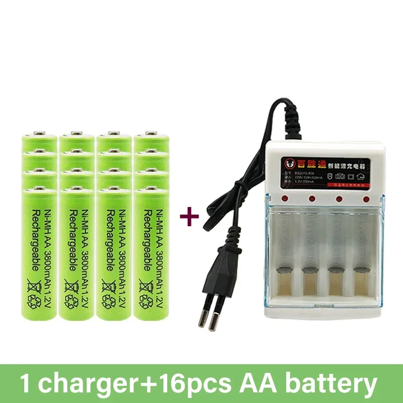 2024 AArechargeable battery 3800Mah 1.2v nickel hydrogen rechargeable battery with charger, suitable for game consoles,toys, MP3