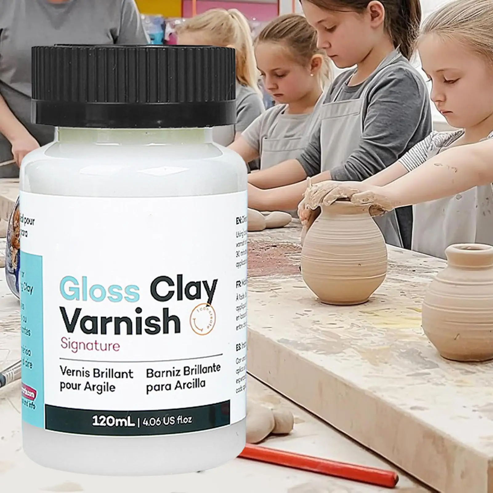 120ML Gloss Varnish For Air Dry Clay Glaze Clay Gloss Clay Varnish High Gloss Varnish Long-Lasting Multiusing Glossy
