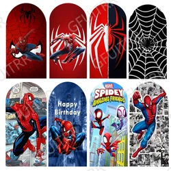 Superhero Spiderman Arch Photo Backdrop Boys Birthday Party Baby Shower Decoration Double-side Arched Covers Photo Booth Prop