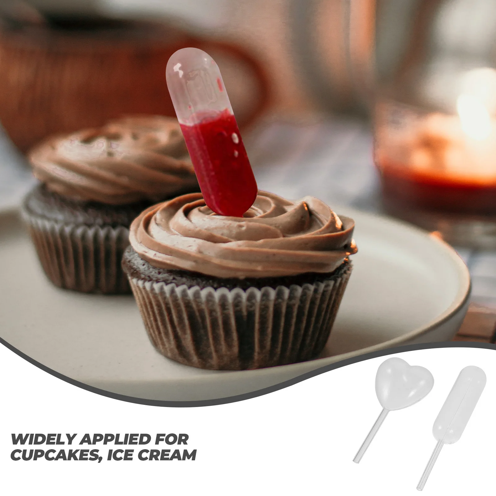 

100Pcs Liquid Dropper Pipettes Rectangular Heart Shaped Clear Small Pipettes for Cake Cupcake Chocolate Decoration
