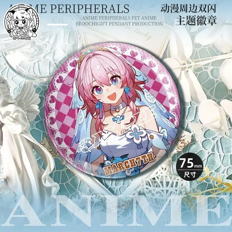 Anime Game Honkai: Star Rail March 7th Kafka Silver Wolf 7.5cm Cosplay Metal Pin Badge Itabag Button Brooch Decor Gift