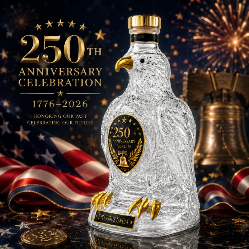 250th Independence Day Eagle Shape Glass Decanter Patriotic Whiskey Liquor Bottle American Anniversary Collectible Home Bar Gift