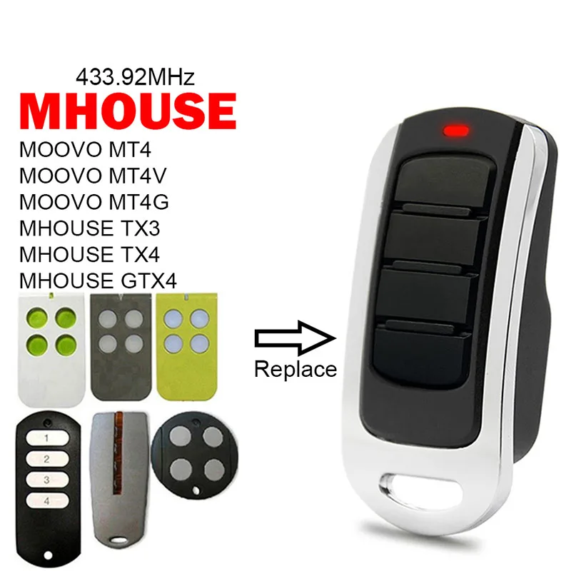 MHOUSE TX3 TX4 GTX4 MOOVO MT4 MT4V MT4G Gate Opener Remote Control Garage 433.92MHz Garage Door Control MHOUSE Gate Opener Key