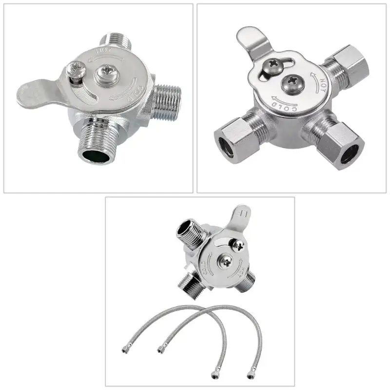 652F Stainless Steel Hot Cold Water Mixing Valves Water Temperature Control Valves Easy to Use for Sink With Easy Installation