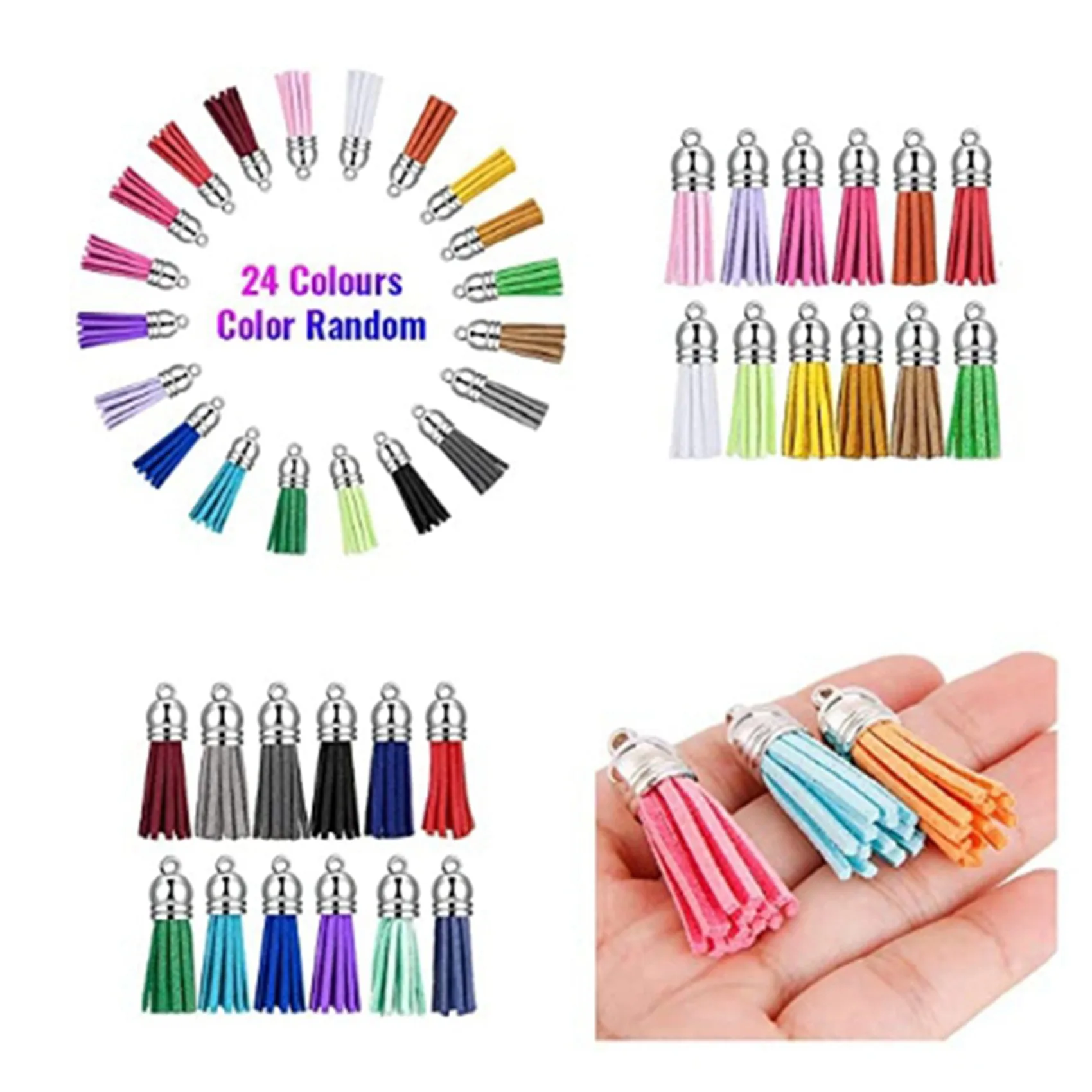 AS94-144Pcs Acrylic Transparent Discs Hexagon Keychain Blanks Charms And Tassel Pendants Keyring With Chain For DIY Crafts