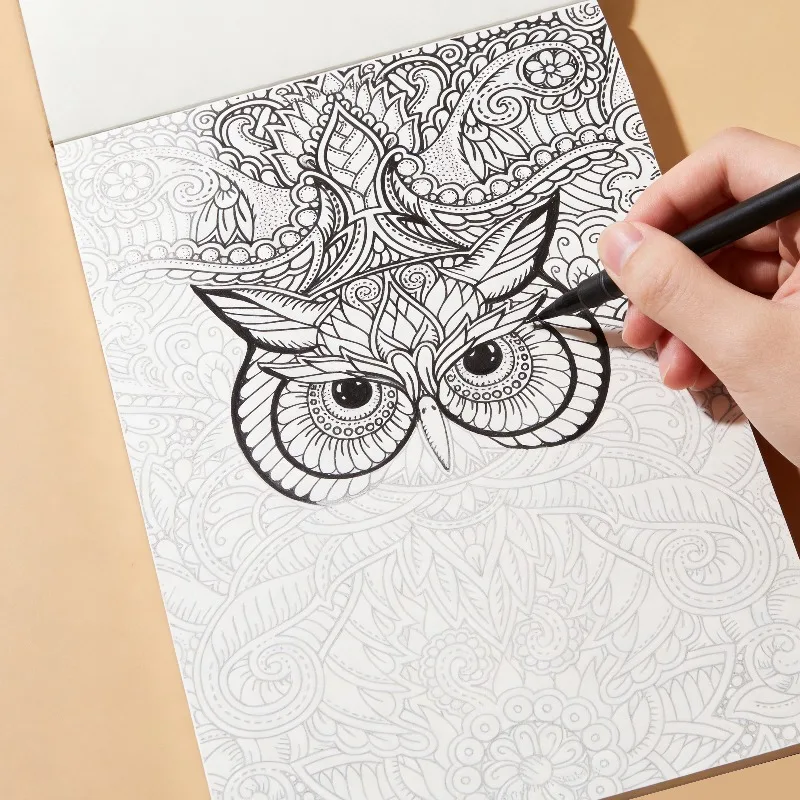 A Coloring Book for Animal Mandalas, A High-definition Hand Drawn Graffiti Book, An Art Copying Album, Page Up and Down, 21x14cm