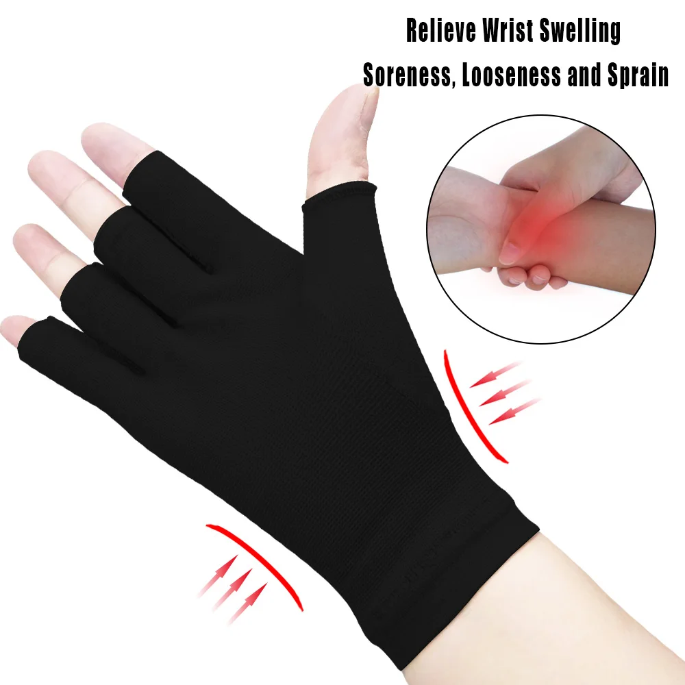 1 Paar Medizinische Kompressions-Arthritis-Handschuhe, Halbfinger, Schnelltrocknend, Atmungsaktiv, Handgelenkschutz für Damen und Herren, Schmerzlinderung, Handauflage – Detail 8