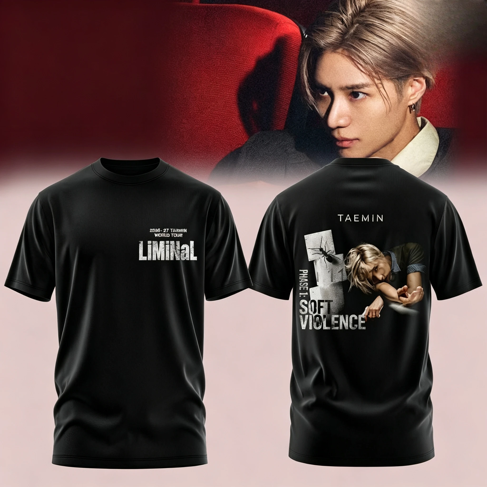 2026 New Taemin LiMiNaL World Tour 2026‑2027 Family Matching Unisex Oversized T Shirt Red Dark Texture Graphic Streetwear Tee