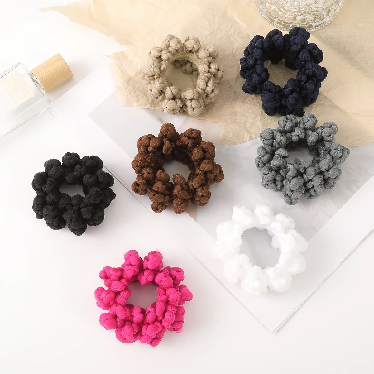 AWAYTR Solid Color Ball Knot Headbands High Elastic Nylon Rope Ponytail For Women Hair Ties Holders Rubber Band Korean Headdress