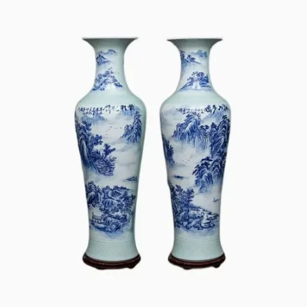 Ceramic high-end hand-painted floor vase living room hotel villa Chinese decoration opening ornaments gifts