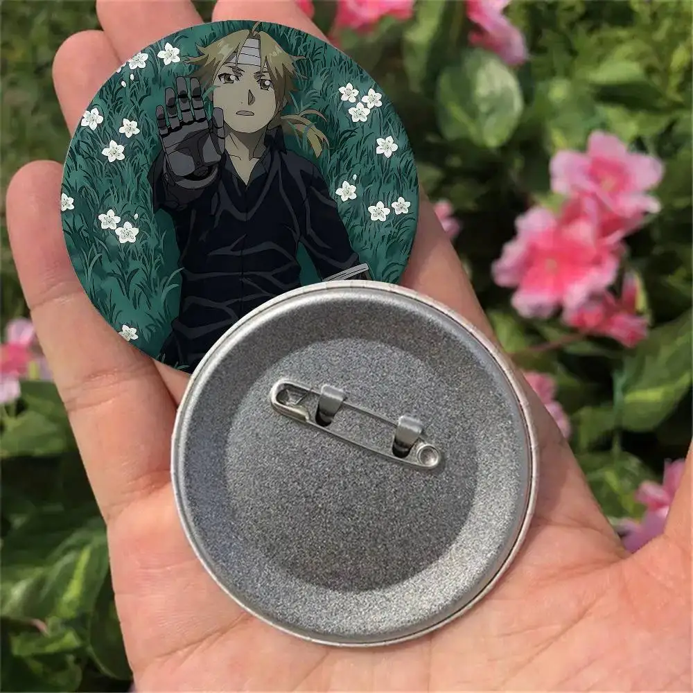 Anime E-Edward E-Elric Badges Button Round Creative Pin Brooch Badge Bag Decor Accessories Fans Collect Friends Gifts
