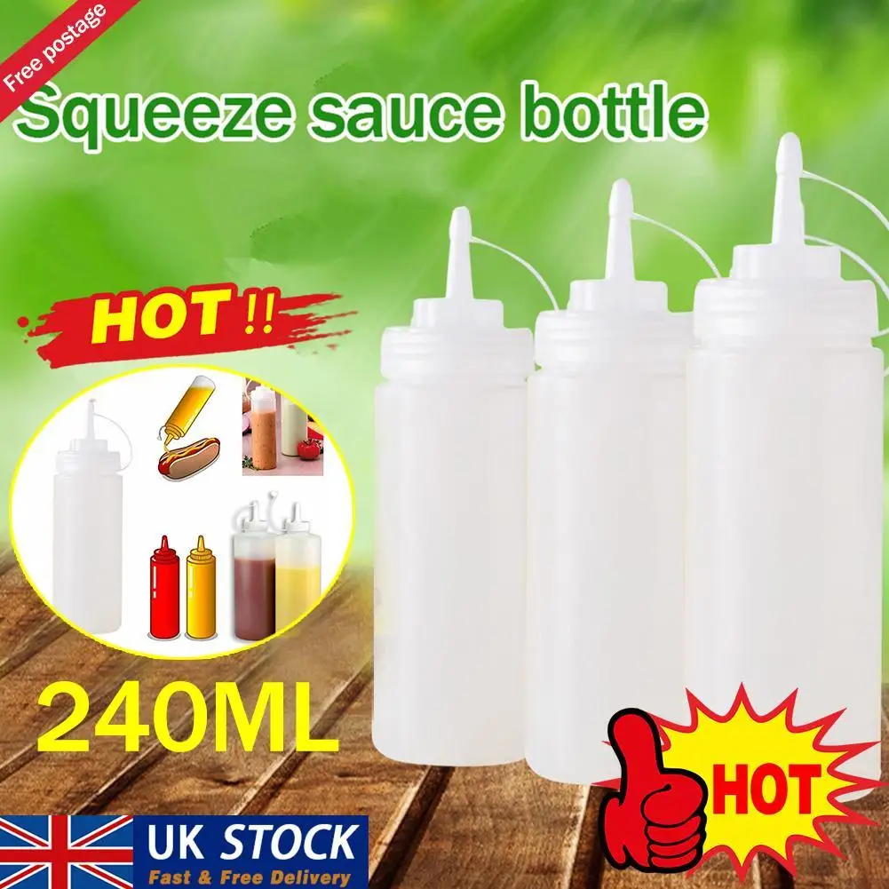 

240ml Multifunctional Squeeze Condiment Bottle Leak Proof Sauce Dispenser For Ketchup Mayo Salad Dressing Cake Decorating Tools