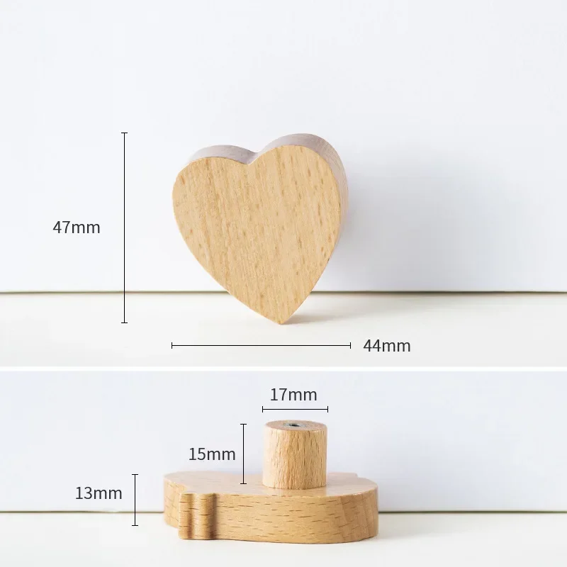 Popular Wood Children's Room Heart Shape Cabinet Handles Single Hole Cabinet Pulls Modern Beech Wood Handles