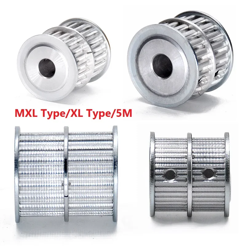Timing Pulley 20T-20T/40T-40T Double Head Gear Belt Pulley Aluminum Alloy MXL Type/XL Type/5M 20-40Teeth Pulley
