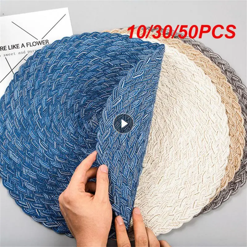 10/30/50PCS Knitted Mats No Fading No Mildew Hand Tied Japanese Thermal Insulation Pad Heat-resisting