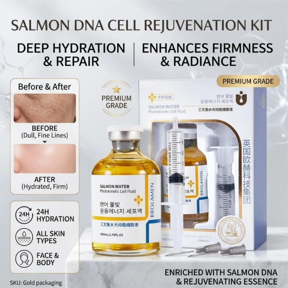 Gold Salmon DNA Hydrating Cell Activating Serum Repair Essence Strengthen Skin Barrier Anti Sagging Firming Facial Skin Care