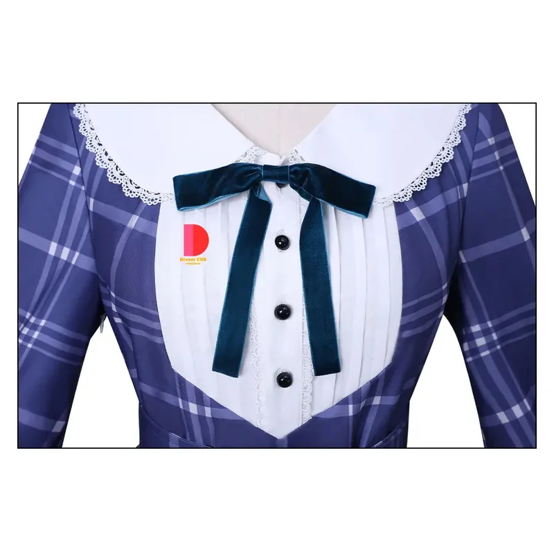 أزياء أنيمي بانج دريم AveMujica Mortis التأثيرية فستان أزرق منقوش لطيف للبالغين كوميك كون لعب الأدوار في حفلات الهالوين