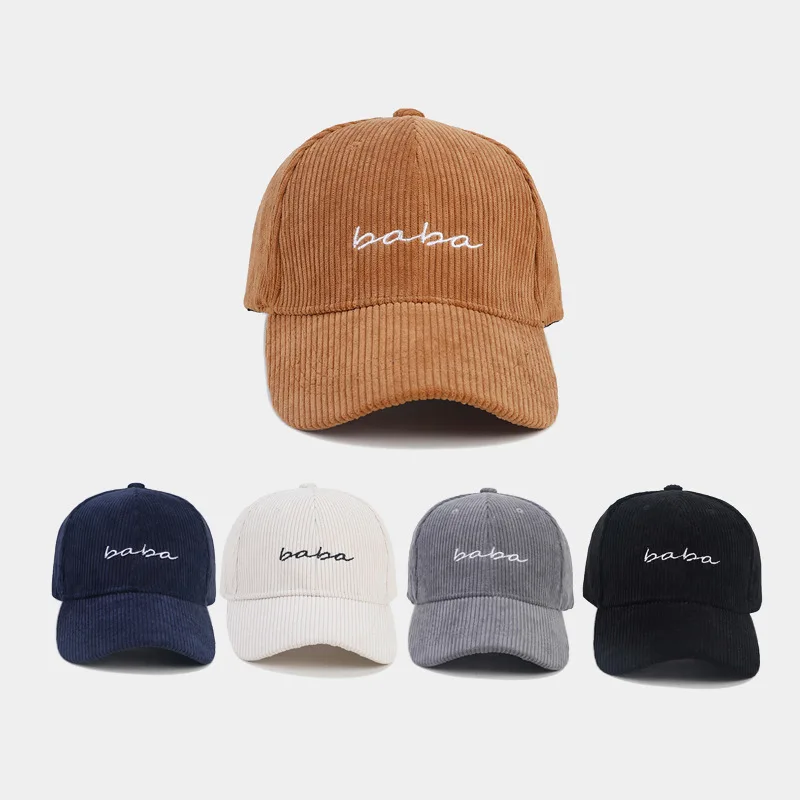 

Dad Hat Autumn Winter New Baba Embroidery Corduroy Bent Brim Baseball Cap Outdoor Windproof Sun Duck Tongue Cap Hot